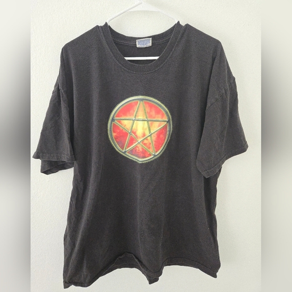 Hanes Other - Vintage Pentagram Star T Shirt Black Red Mens Size XXL Goth Hanes Heavyweight